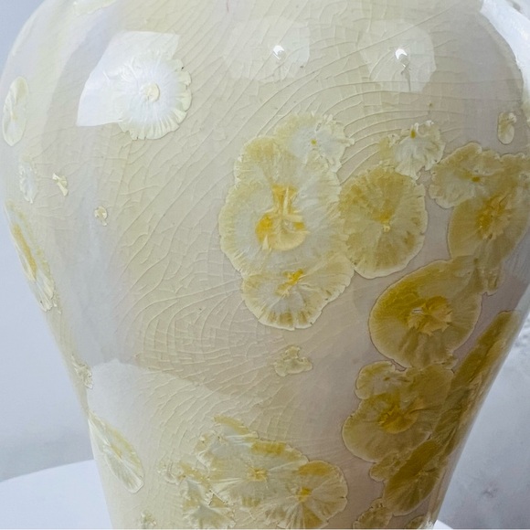 Vintage Signed Kent Follette Flambeaux Crystalline Vase Blue Brown Cream - Picture 3 of 12